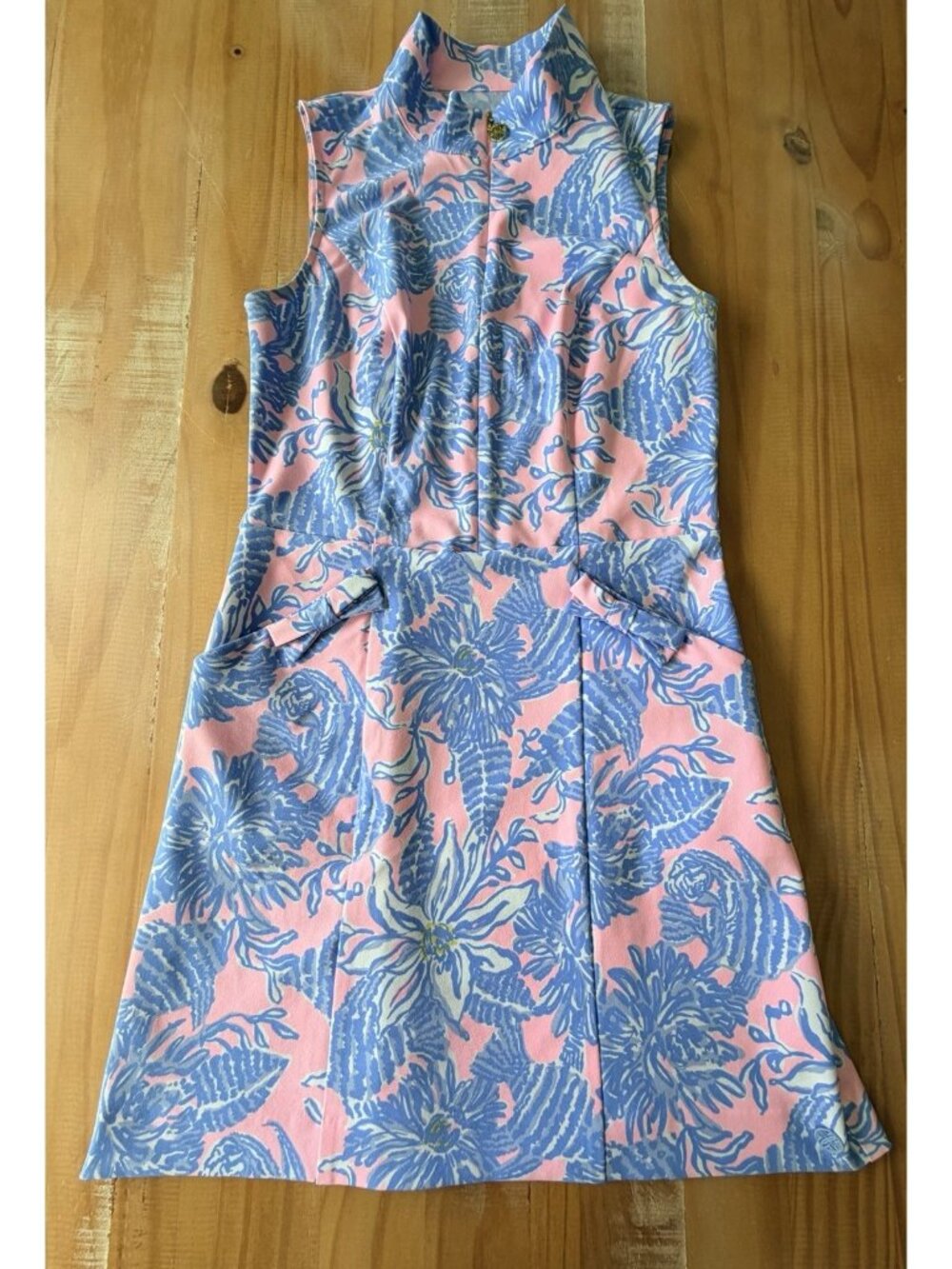 Lilly Pulitzer Luxletic Catarina Dress Golf Pink & Blue Size 0 UPF 50+